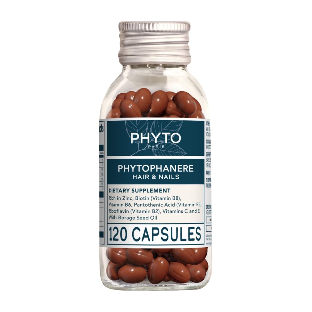 PHYTO Phytophanère Hair Growth Supplement for Women & Men - Biotin, Zinc & Vitamin B6 for Thicker, Stronger Hair & Nails - 120 Capsules, 2-Month Supply
