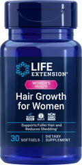Life Extension Hair Growth for Women, Hair Growth Supplement, Fullness and Density, Ceramosides™, VI-SPO®, Non-GMO, 1-Daily, Gluten-Free, 30 softgels