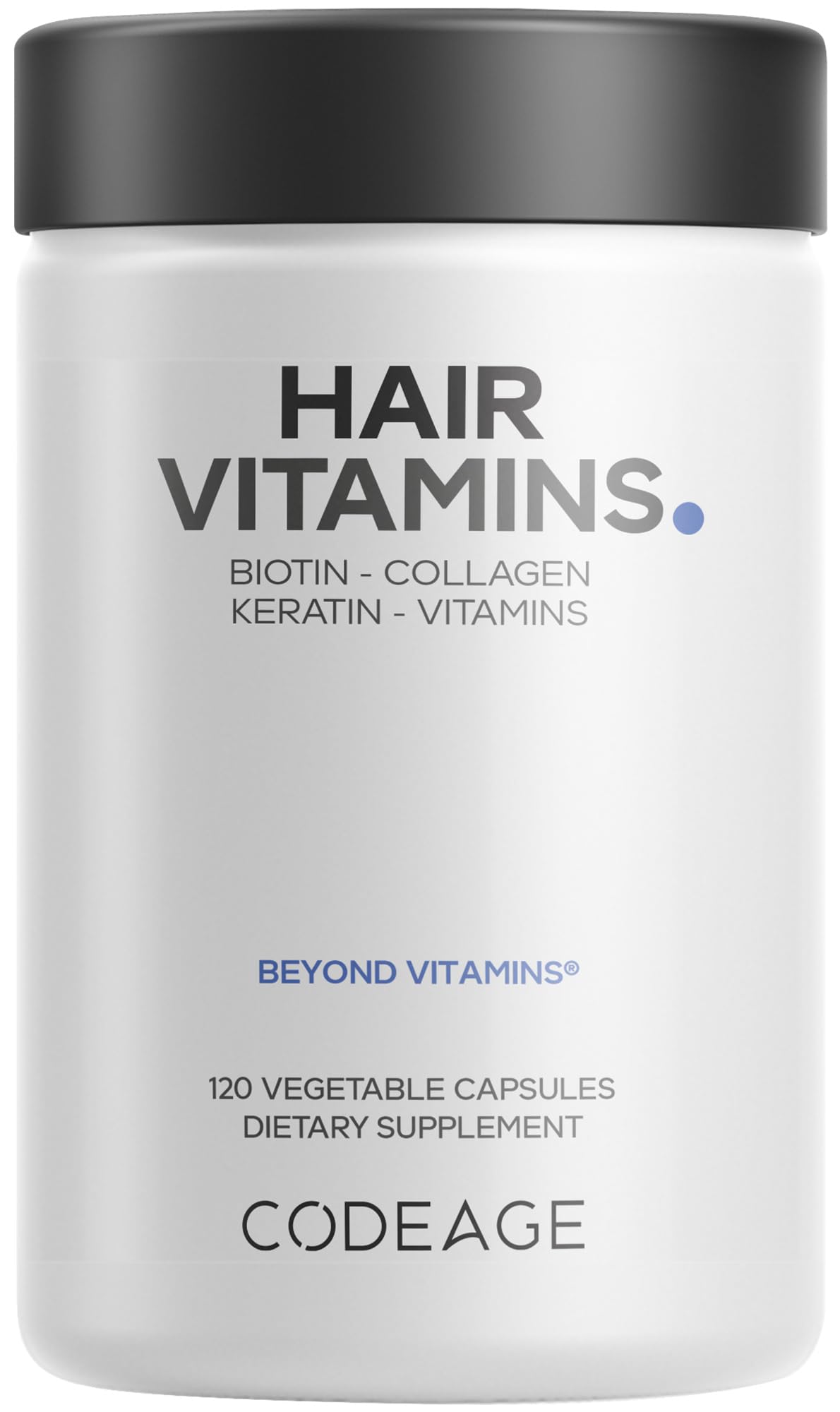 Codeage Hair Vitamins, Biotin 10000 mcg, Keratin, Collagen, 120 Capsules