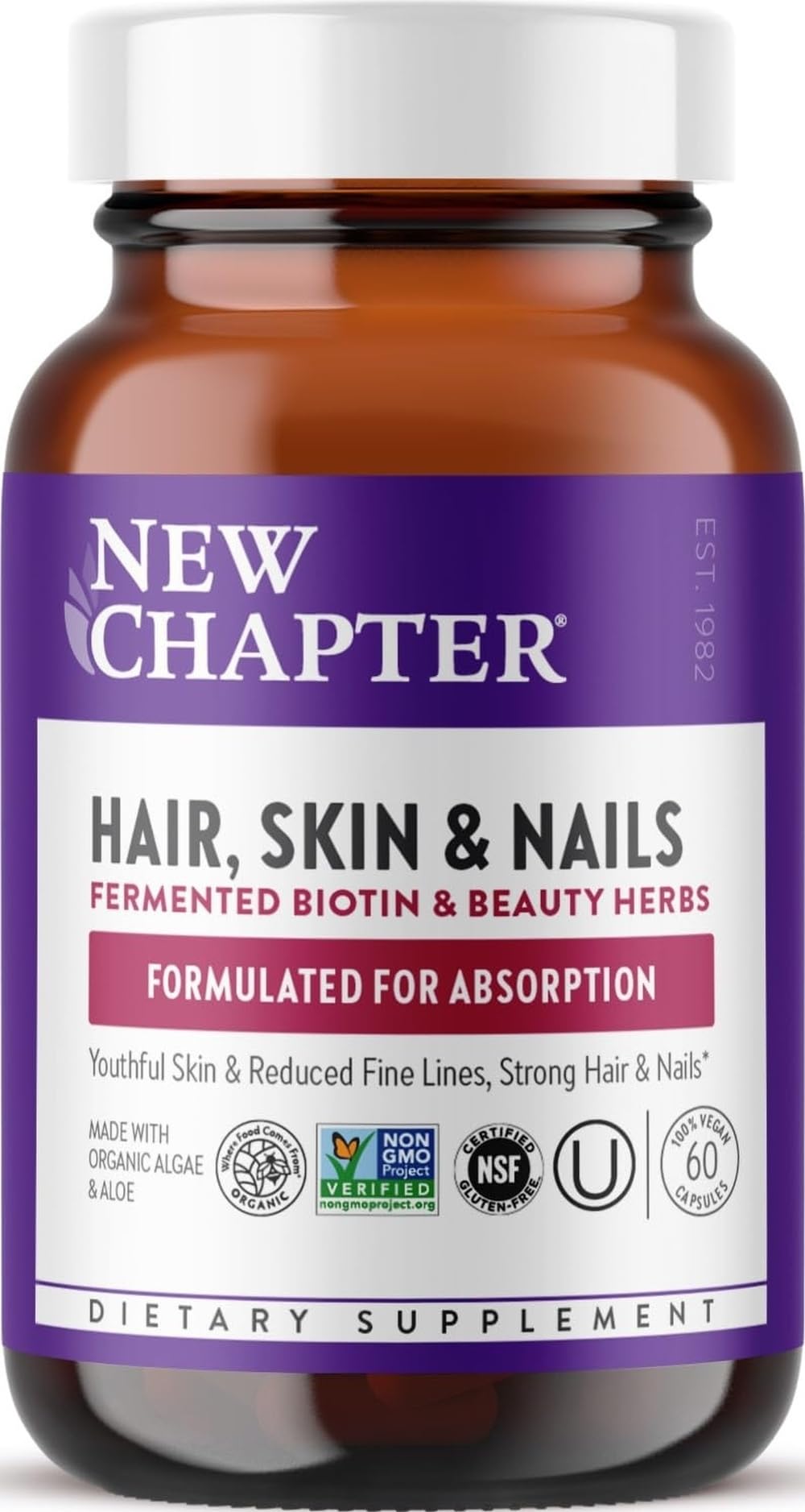 New Chapter Vegan Fermented Biotin Supplement, 60 Count