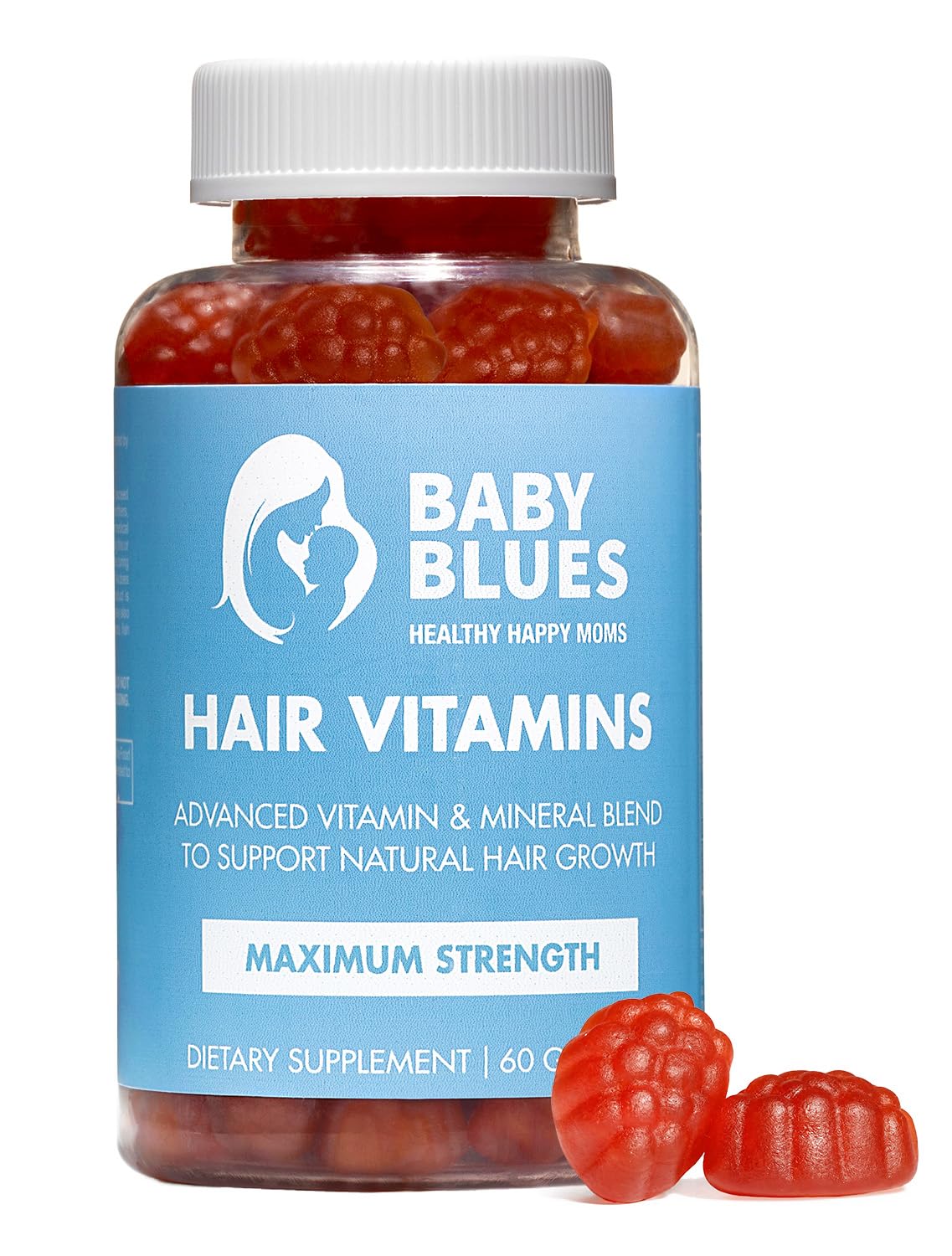 Baby Blues Postpartum Hair Loss Vitamins & Gummies for Women, Biotin & Collagen for Hair Growth Support, Thinning Hair Support, Thicker Fuller-Looking Hair, Hair Skin & Nails, Postnatal, 60 Count