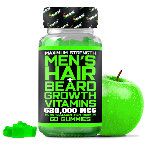 Best Beard Stuff Beard Growth Vitamins - Biotin Gummies for Beard & Hair Growth – Maximum Strength 620,000mcg Biotin with Collagen, MSM, Keratin & Bamboo Extract