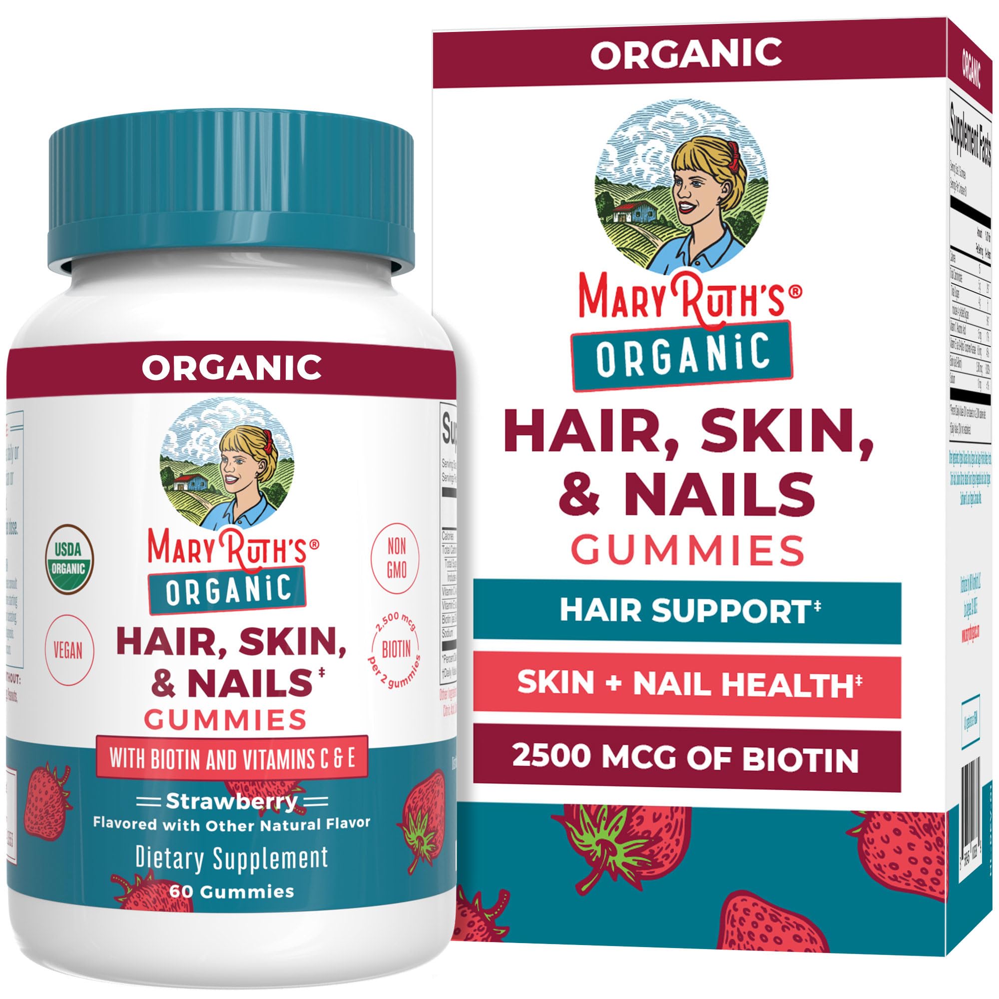 MARYRUTH'S Organic Hair Skin and Nail Vitamins, Ages 14+, Skin Care, 60ct